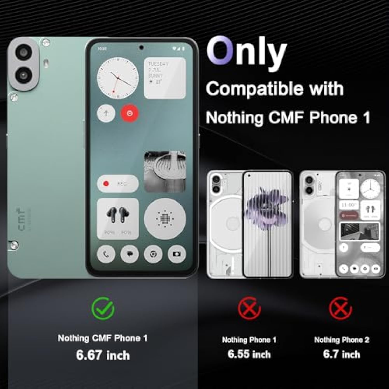 Case For Nothing Cmf Phone 1, Military Grade Drop Protection Phone Case, Yellowing Resistant, Anti-Scratch Hard Pc Back, Shockproof Hard Ultra-Thin Protective Cover, Clear