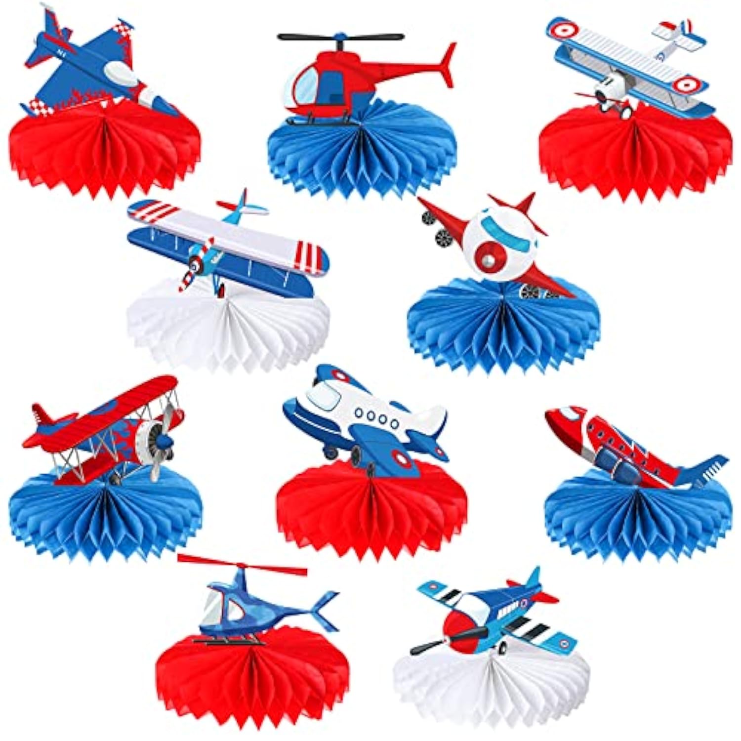 10Pcs Airplane Honeycomb Centerpieces 3D Table Decor for Party & Baby Shower