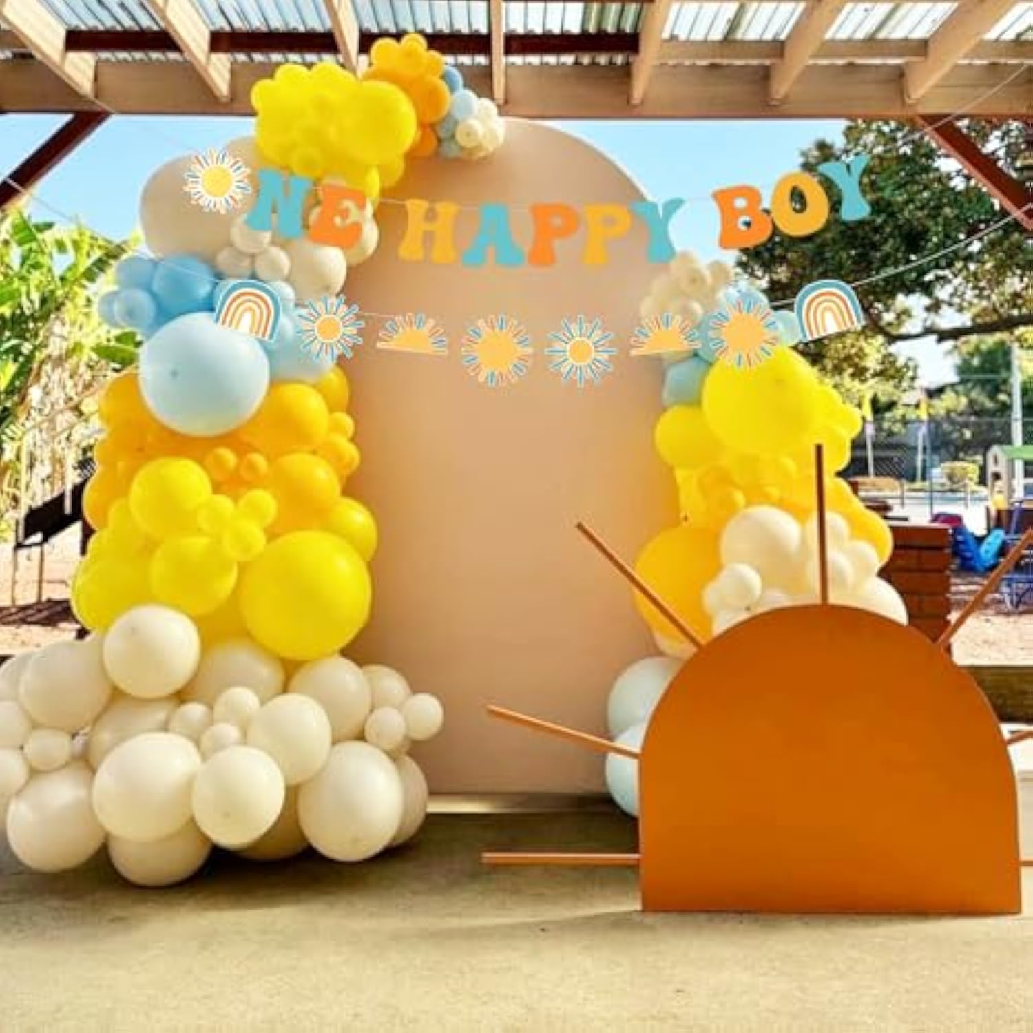 Sun Theme Banner Garland Set 1St Birthday Decorations, One Happy Boy Banner, Boho Sun Garland Accessories, You Are My Sunshine First Birthday Supplies