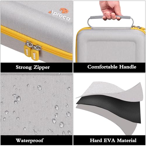 Case Compatible With Kodak Dock Plus 4Pass / Premium 4X6 Portable Instant Photo Printer, Storage Hard Bag For Accessories -Grey With Yellow Zipper (Case Only)