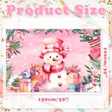 Pink Snowman Christmas Banner - Large Fabric Merry Christmas Banner Photo Props For Xmas Winter Holiday Party Supplies