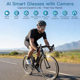AI Smart Glasses with Camera, 4K Video Recording Sunglasses with Camera, UV400 Polarized, Voice Assistant & 6-Axis EIS Stabilization, Unisex