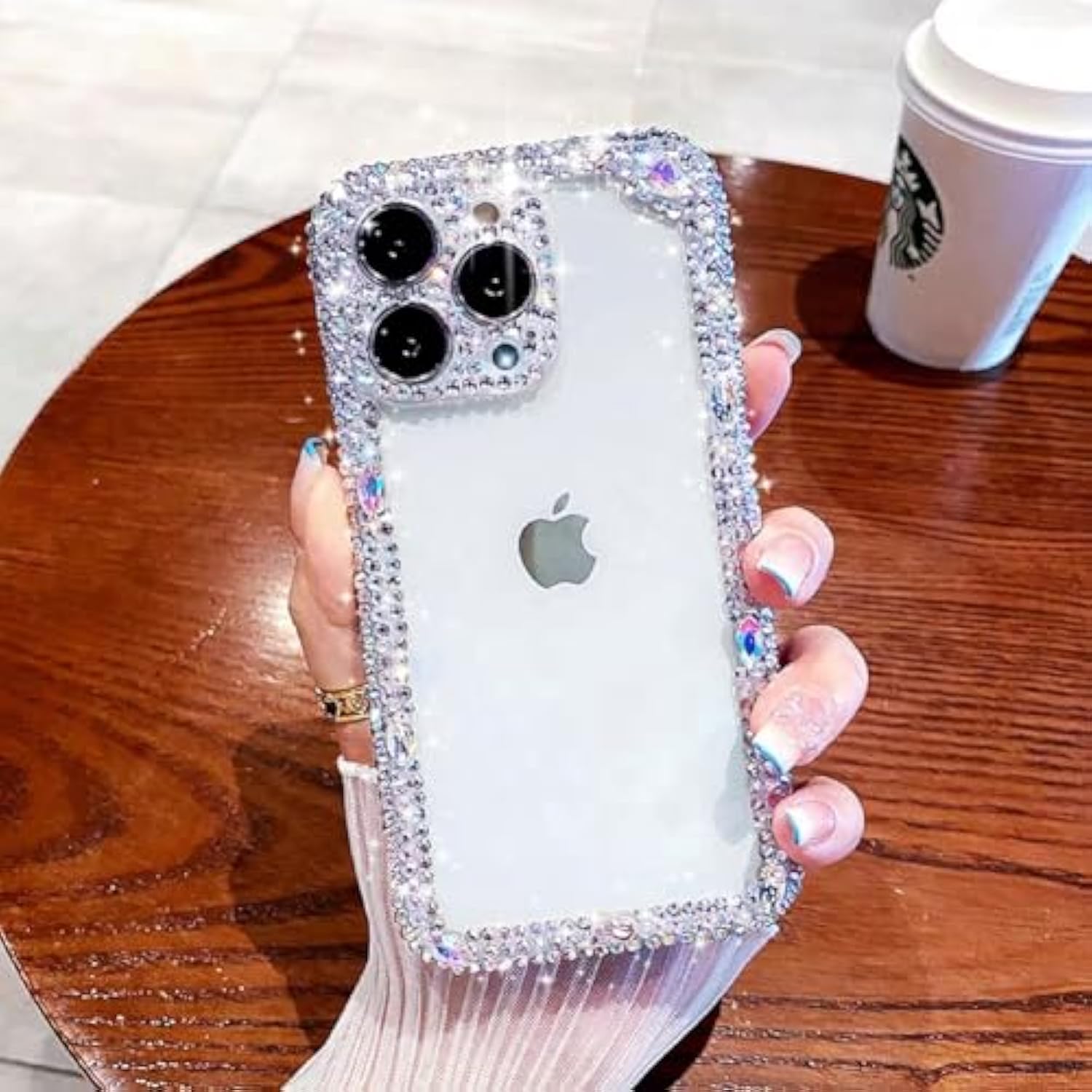 Designer Compatible With Iphone 14 Pro Max Bling Clear Case For Women,Cute Glitter Phone Case With Sparkle Rhinestone Diamond Camera Protection?Airbag Anti-Fall Crystal Hard Cover For Girl