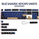 Blue Samurai Keycaps, 129 Set Pbt Keycaps For Gaming Keyboard, Cherry Profile