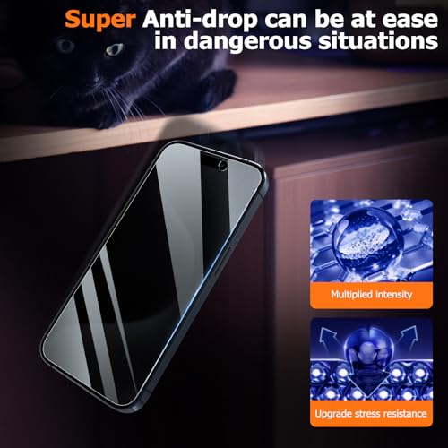 [3+3 Pack For Iphone 15 Pro Max Privacy Screen Protector, Tempered Glass Anti-Spy Private Screen Protector With Camera Lens Protector For 15 Pro Max, [Easy Install Frame] Case Friendly