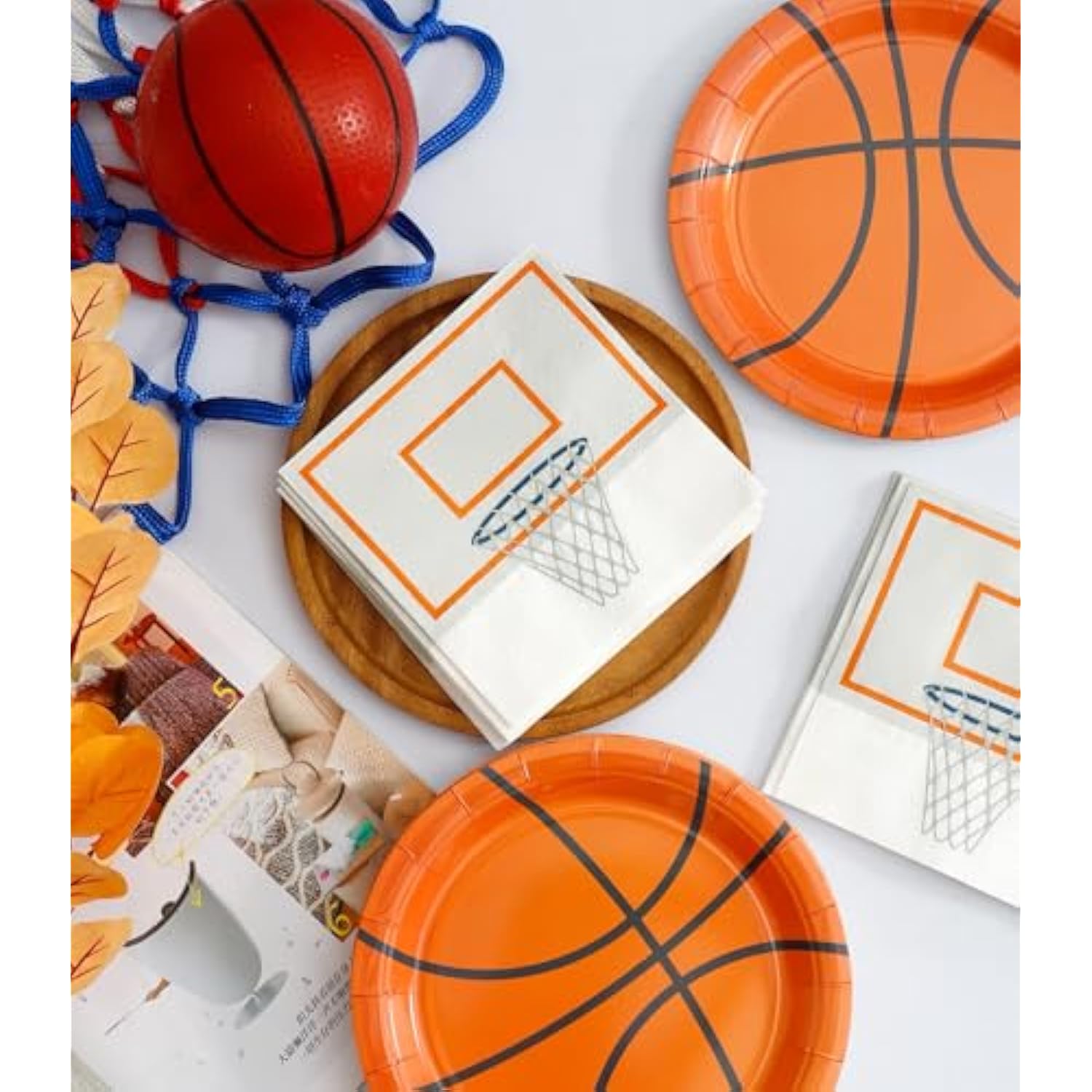 48Pcs Basketball Plates And Napkins Party Supplies - 24 Pk - 9 Inch Basketball Paper Plates 6.5 Inch Basketball Paper Napkins Basketball Birthday Party Decorations Decor