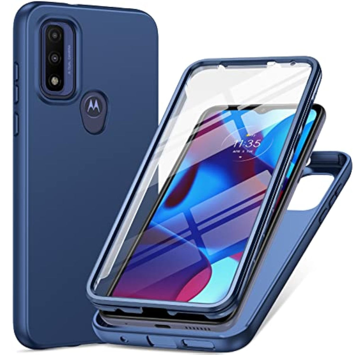 For Motorola Moto-G Pure Phone Case: G Play 2023 | G Power 2022 Silicone Matte Case 360 Full Protection - Rugged Bumper Sturdy Shockproof Drop Protective Tpu Cell Phone Cover Woman Men (Blue)