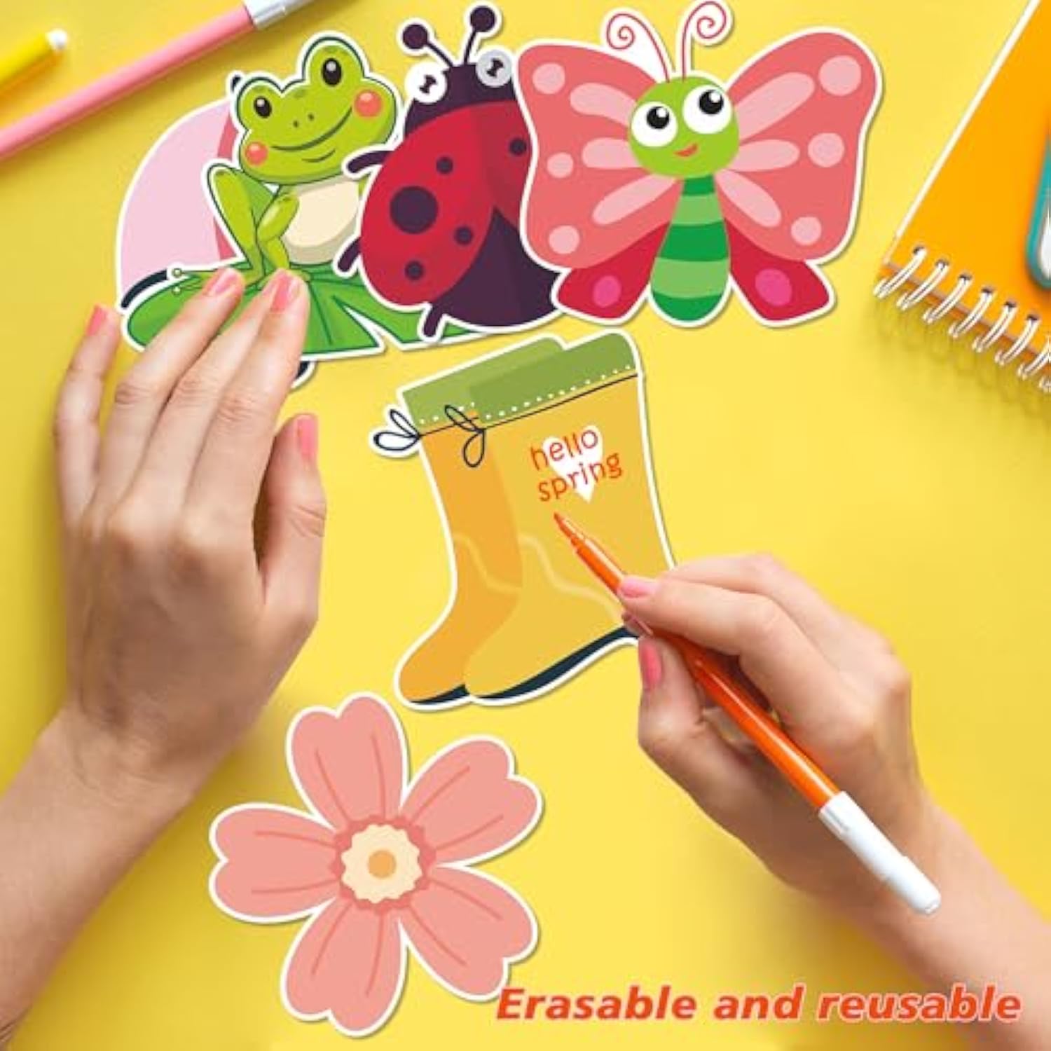 60Pcs Spring Cutouts For Bulletin Board Decoration, Spring Flower Butterfly Animal Paper Cut-Outs For Spring Easter Home School Classroom Bulletin Board Decorations