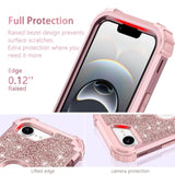 For Iphone 16E Case Glitter Sparkly Bling 3 In 1 Shockproof Heavy Duty Hybrid Sturdy High Impact Protective Cover Case For Iphone 16E 6.1 Inch 2025,Rose Gold