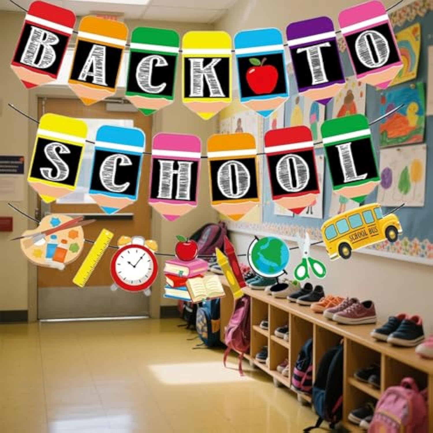3Pc Welcome Back To School Banner Decorations for Classroom, Office, or Hallway