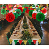 Christmas Party Decorations Paper Fans,Garlands String Circle Dot,Triangle Bunting Flags, Honeycomb Ball,Paper Tissue Pom Poms,Party Supplies For Christmas Birthday Wedding Baby Shower