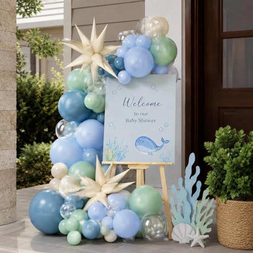 Under the Sea Balloon Arch Garland Kit with Cream Star Foil Balloon