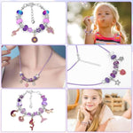 Diy Charm Bracelet Making Kit For Girls, Jewelry Making Kit With Unicorn Mermaid Purple Stuff Craft Gift For Birthday, Christmas, New Year