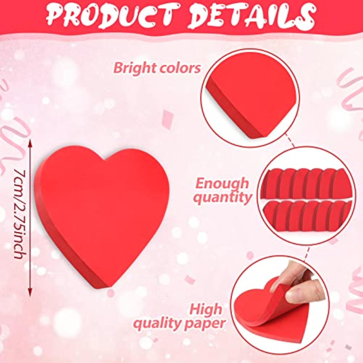 1200 Pcs Heart Sticky Notes Valentines Day Notepads 3 X 3 Inch Red Heart Post Funny Self Adhesive Cute Notepads Memo Stickers For Office School Home Valentine Party Decor Supplies