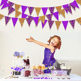 Purple Gold Party Decorations, Hanging Glitter Paper Triangle Flag Pennant Banner For St. Patrick'S Day Graduation Carnival Bachelorette Engagement Wedding Birthday Baby Bridal Shower 33Ft