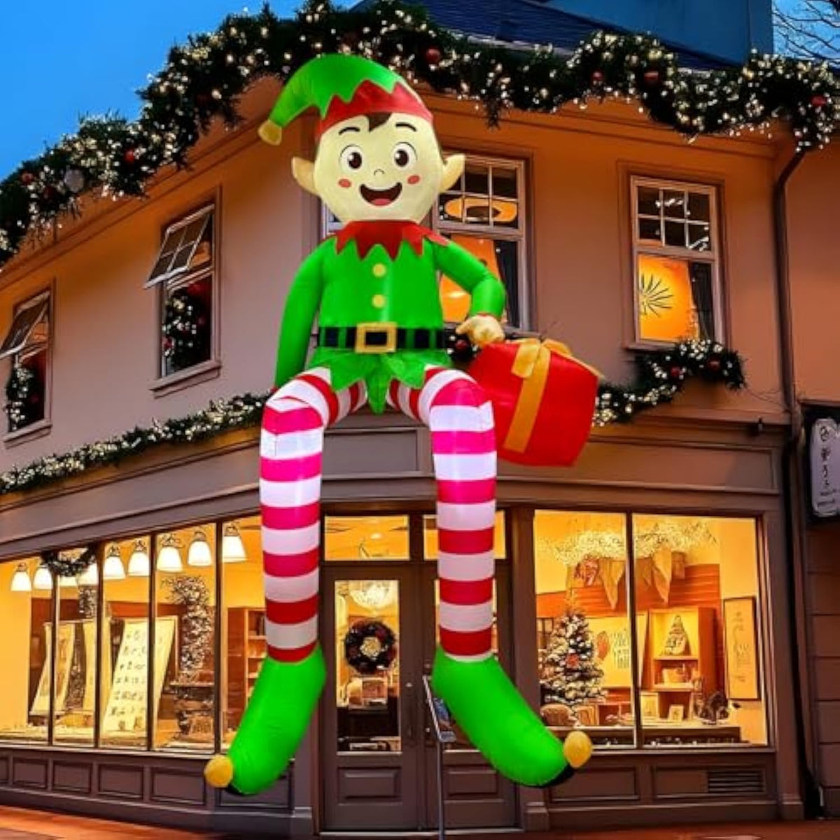 8 Ft Elf Christmas Inflatables Outdoor Decoration, Large Christmas Blow Ups Built-In Blower And Led Lights, Xmas Decorat