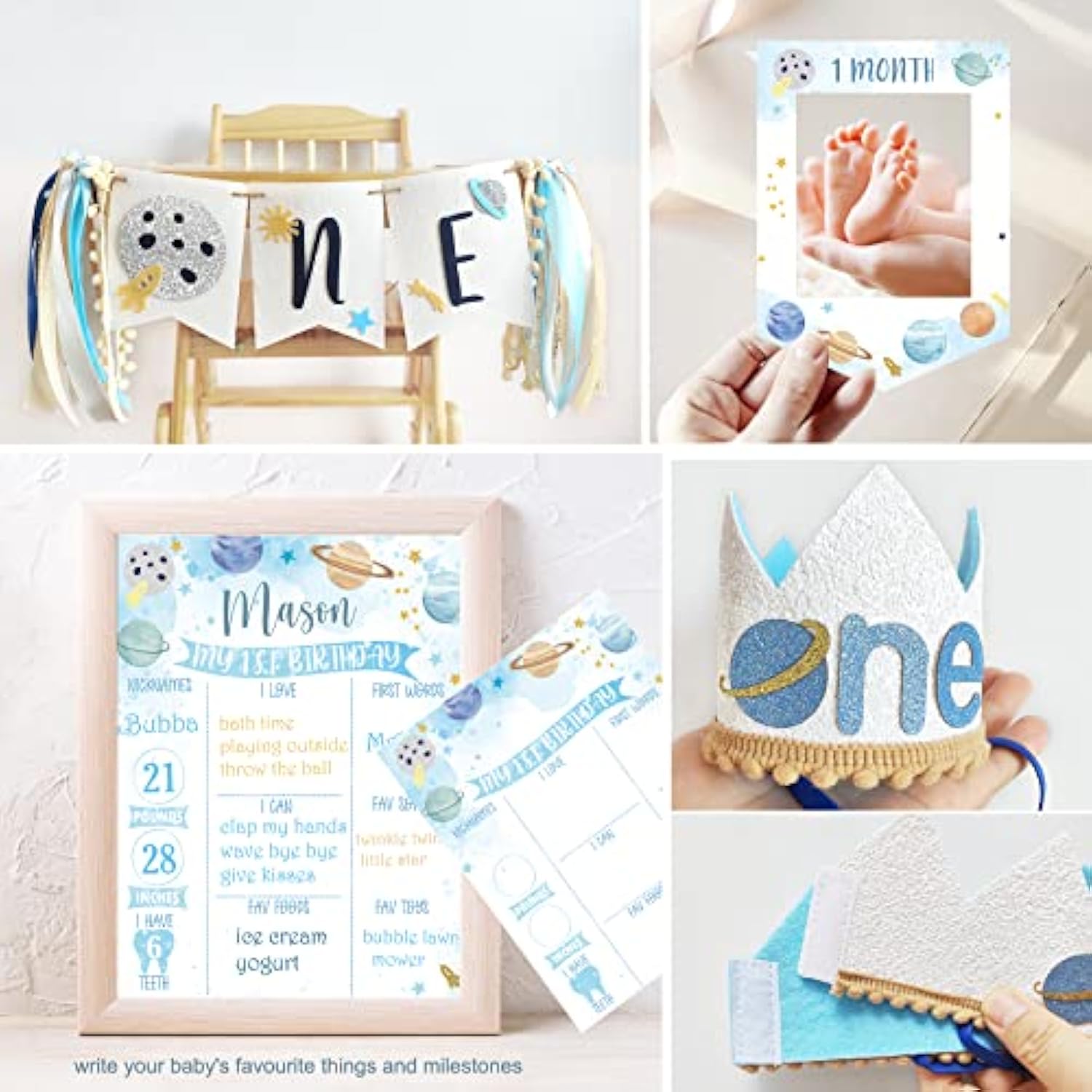 First Trip Around The Sun Birthday Decorations Party Supplies, Space Theme 1St Birthday Party Decoration, Outer Space 1St Birthday Decorations, First Birthday Decorations For Boy Or Girl