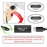 cablecc USB3.0 Type C Male 10Gbps to Dual Female Power Data Splitter Adapter U