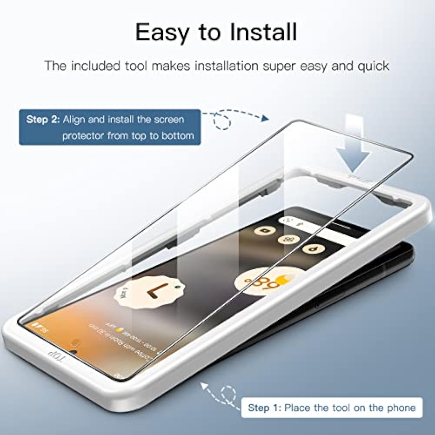 JETech Screen Protector for Google Pixel 6a 6.1-Inch with Camera Lens Protector, Easy Installation Tool, Fingerprint Compatible, Tempered Glass Film, HD Clear, 2-Pack Each
