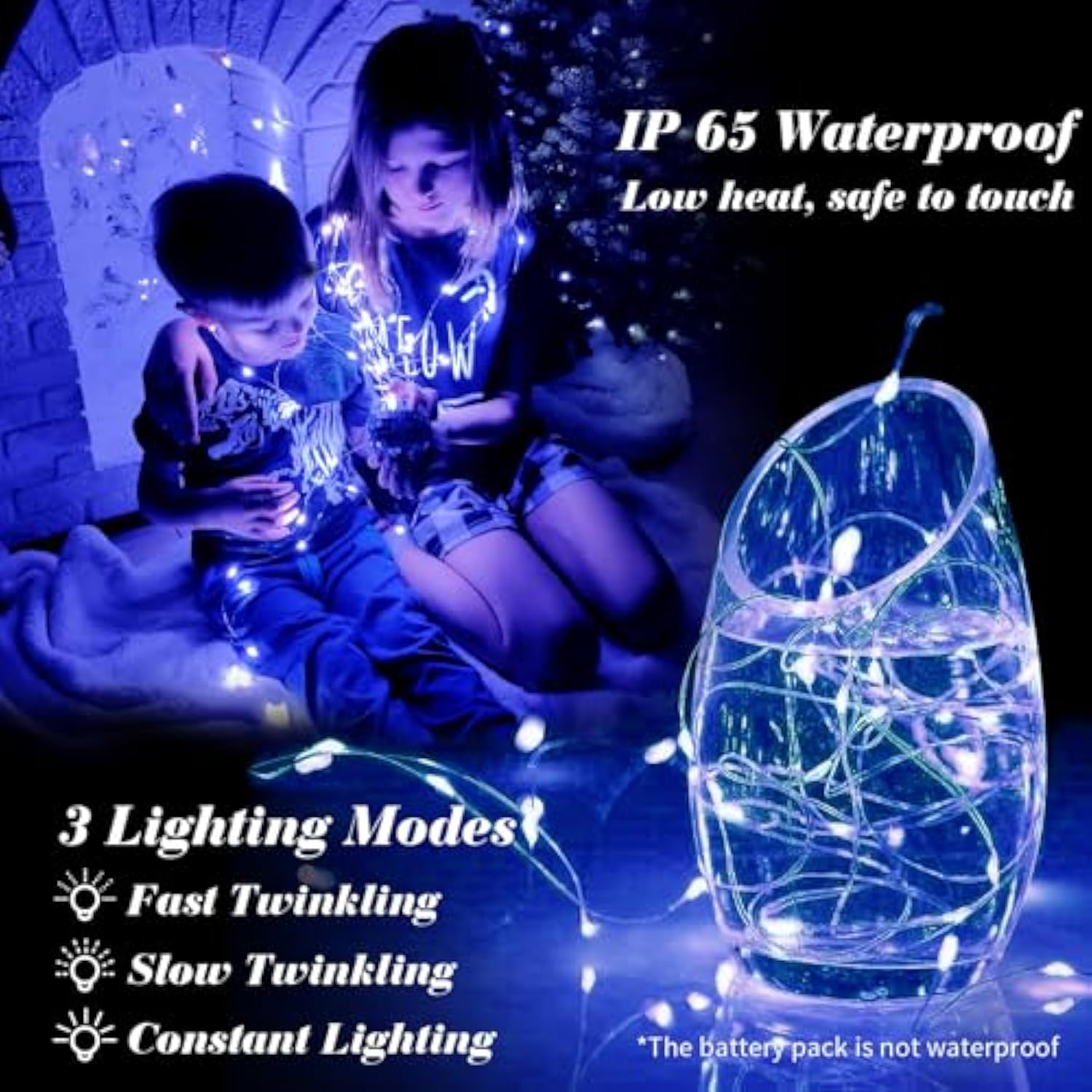 12 Pack Fairy Lights Battery Operated, 7Ft 20 Mini Led Fairy String Lights Silver Wire 3 Modes For Diy, Parties, Wedding, Bedroom, Halloween Christmas Decoration Blue
