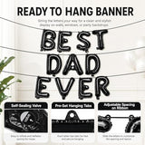 16 Inches Best Dad Ever Balloons Hanging Banner Decorations, Black Aluminum Foil Letter Balloons for Father’s Day, Birthday, Baby Shower, and Daddy-to-Be Party Supplies