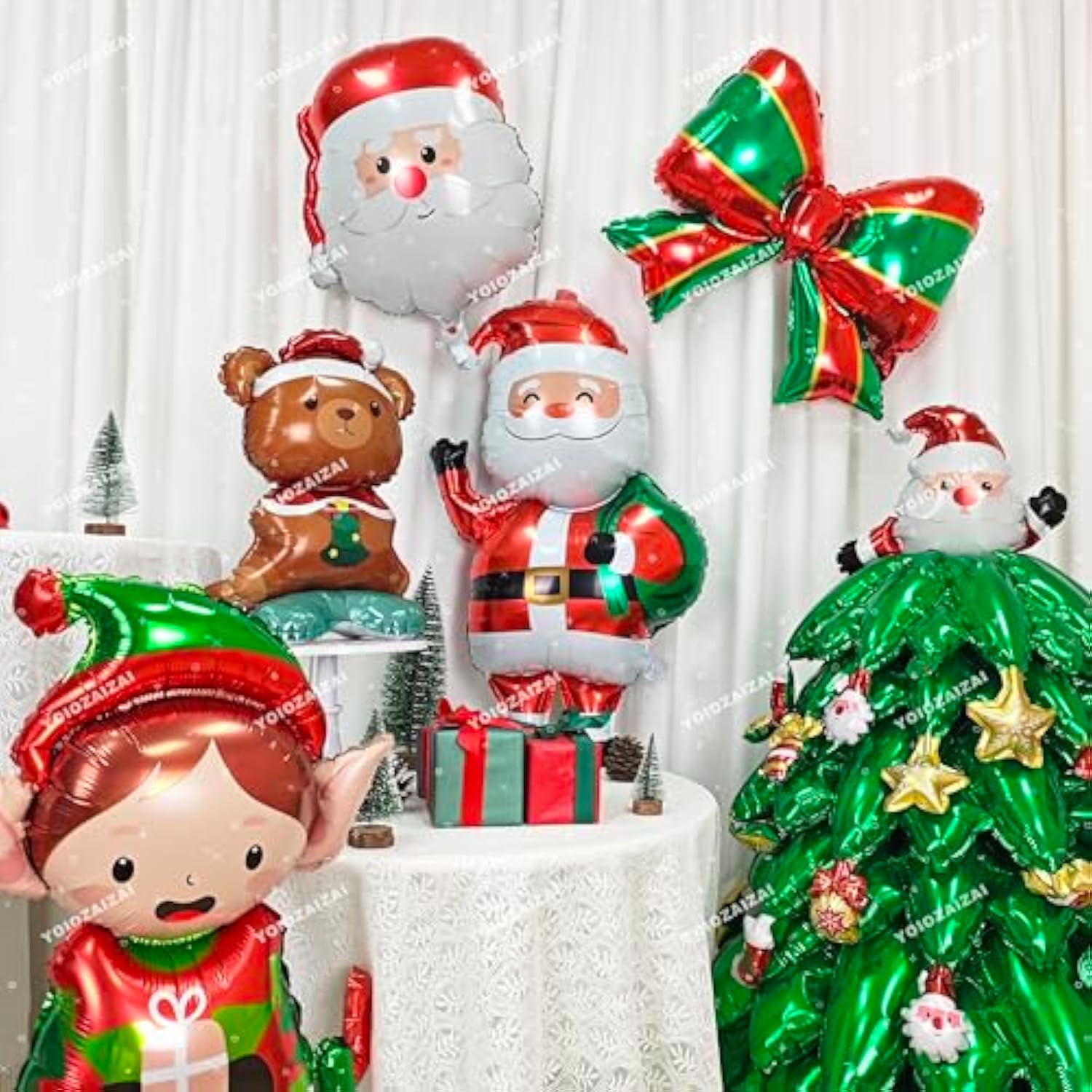 2 Pc Christmas Bear Santa Mylar Foil Balloons Party Decoration