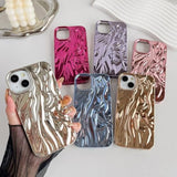 For Iphone 14 Case,Pleated Water Ripple Chrome Wave Pattern Soft Phone Case (Silver)