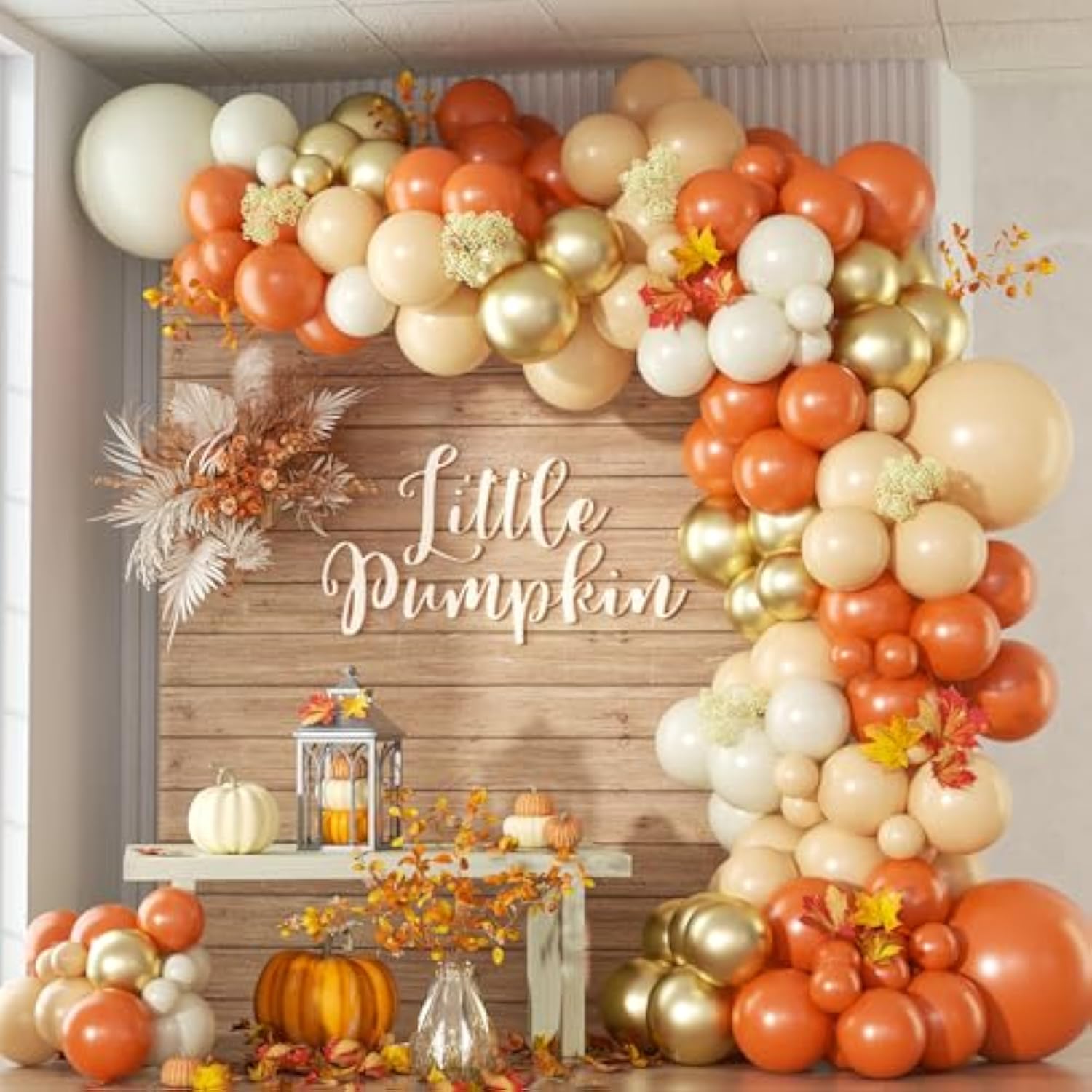 149PCS Fall Balloon Arch Kit with Brown Orange Balloons for Thanksgiving Party