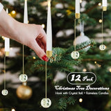 Flameless Christmas Tree Candles With Remote, 12 Pack Battery Operated Led Candles For Christmas Tree Flickering Flame For Xmas Indoor Decor - Clear Crystal Ball