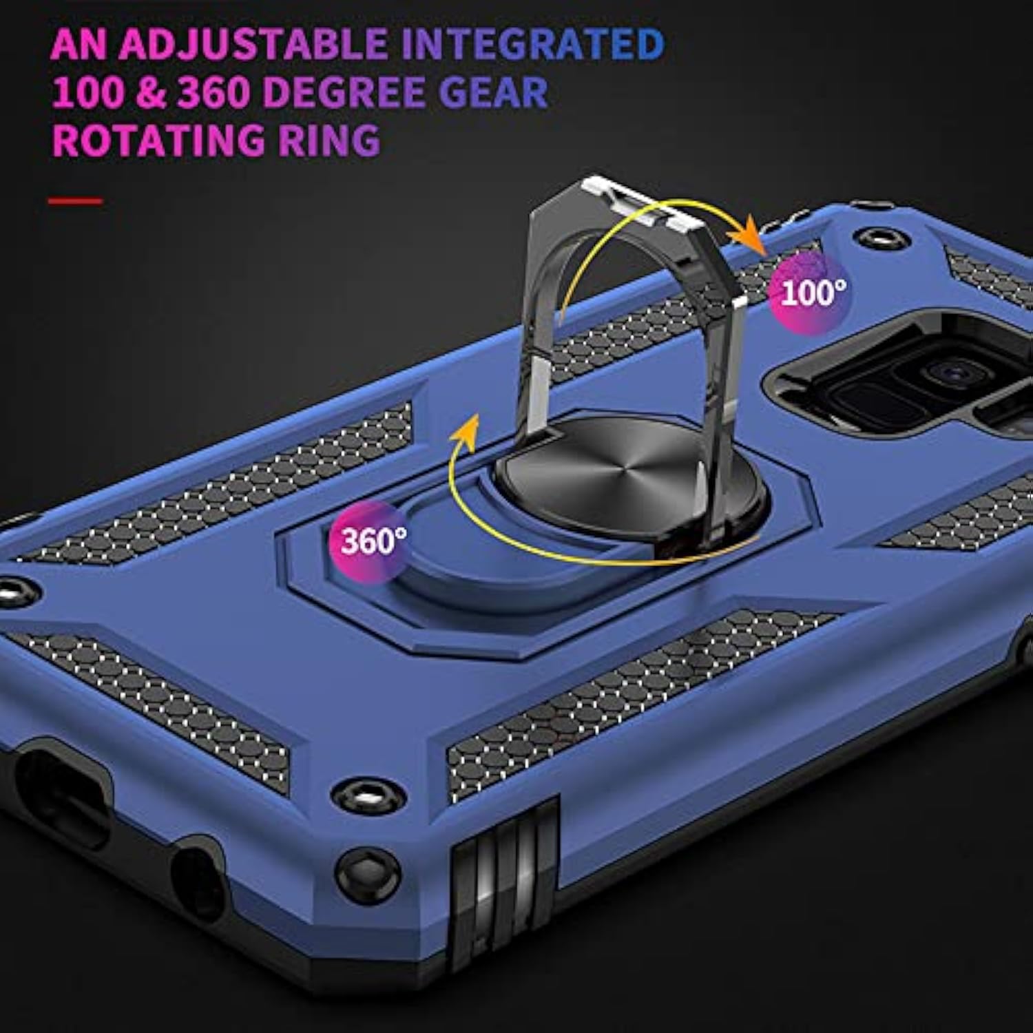 For Samsung Galaxy S9 Case, Military Grade 16Ft. Drop Tested Ring Shockproof Protective Phone Case For Samsung Galaxy S9, Blue