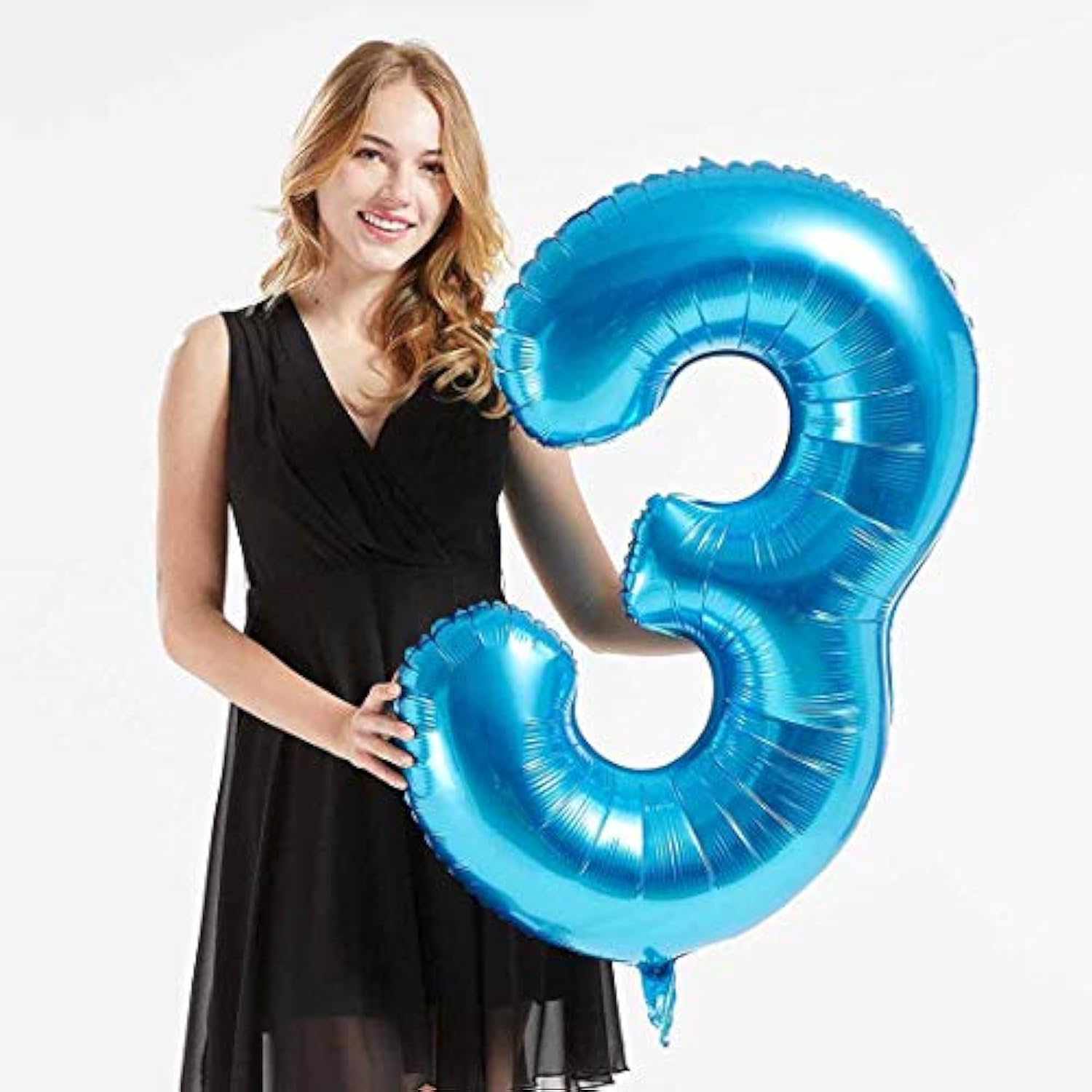 40 Inch Blue Foil 37 Helium Jumbo Digital Number Balloons,Blown Up Wit