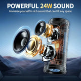 Portable Bluetooth Speaker, Ipx7 Waterproof Wireless Speaker With 24W Loud Stereo Sound, Active Extra Bass, Bluetooth 5.3, Rgb Lights, Dual Pairing, Up To 30H Playtime For Home, Outdoor, Party