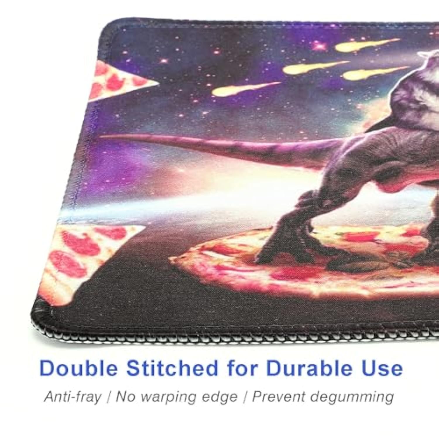 Cat Mouse Pad For Kids, Funny Mouse Pads With Non-Slip Rubber Base, Stitched Edge, Lycra Cloth, Interstellar Dinosaurs Mousepad For Computer, Laptop, Notebook, Tablet (Pizza Dinosaurs)