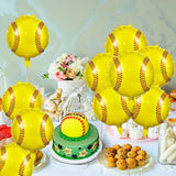 10 Pieces Softball Balloons Decorations, 18 Inches Foil Balloons For Sports Themed Birthday Party Supplies, Girls Kids Teens Baby Shower Decoration