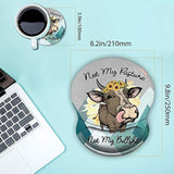 Ergonomic Mouse Pad With Wrist Support And Cup Coaster,Non-Slip Pu Base Ergonomic Design To Protect Your Wrist For Home Office Working Studying Easy Typing & Pain Relief(2 Pack - Funny Cow)