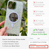Cute Glitter For Iphone 13 Pro Max Case [Compatible With Magsafe] [10Ft Drop Protection] Magnetic Cover With Bling Sparkle For Women Girls 6.7"-Sparkly Silver