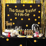 Pre-Strung This Skibidi Rizzler Is 9 No Cap Gold Glitter Banner - Funny 9Th Birthday Decorations For Boys And Girls - Birthday Party Supplies And Gifts
