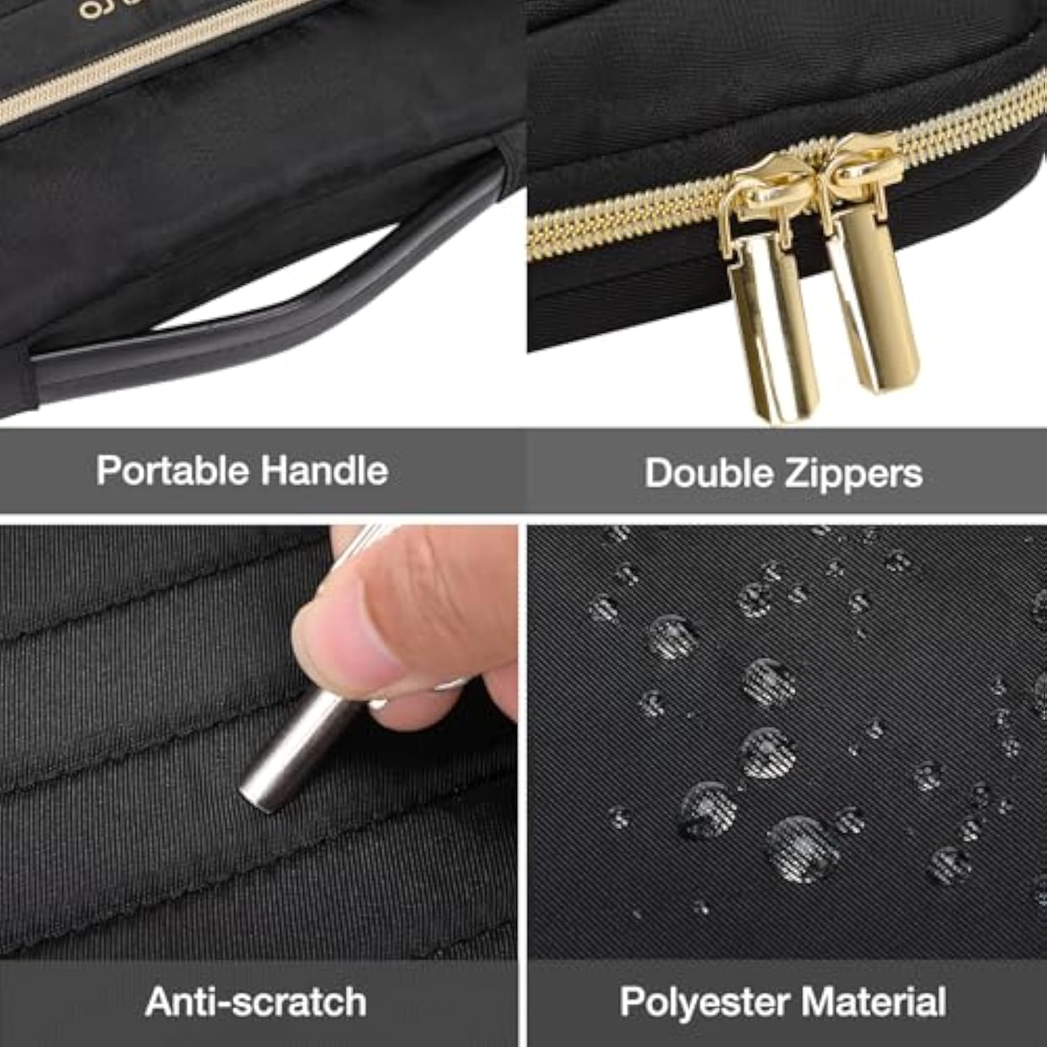 MOSISO 360 Protective Laptop Sleeve 13-14 inch, 13.3 inch Carry Case Compatible with MacBook Air 13, Compatible with MacBook Pro 13/14, Side Open Bag with Inverted Trapezoid Quilted Pocket, Black