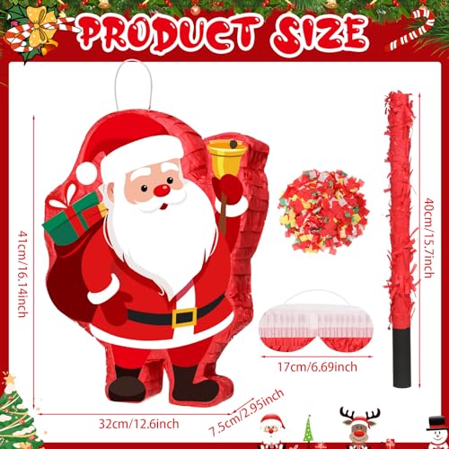 16" Christmas Santa Claus Piñata Party Bundle with Bat