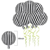 12 Pieces 18 Inch Black And White Striped Balloons Decoration Foil Aluminum Helium Balloons For Birthday Party, Baby Shower, Halloween, Ceremonies, Holiday Parties Decoration