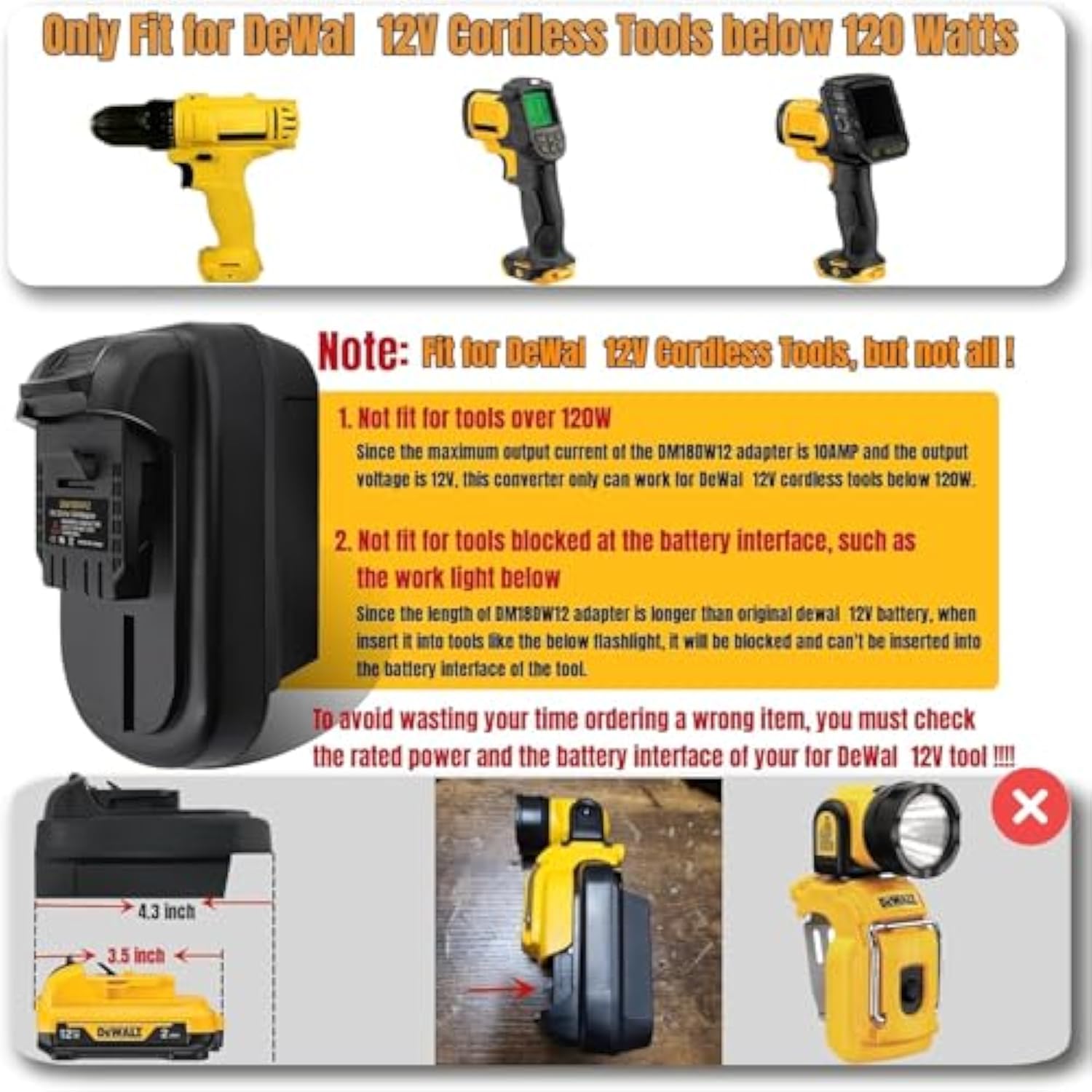 For Dewalt 20V To 12V Battery Adapter, Convert For Dewalt 20V 60V Battery To 12V Battery Replacement, Work For Dewalt 12V Cordless Tools
