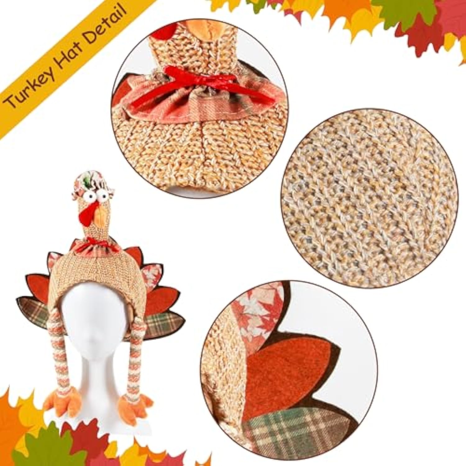 2 Pcs Plush Turkey Hat, Funny Turkey Headwear For Thanksgiving Night Event, Dress-Up Party, Thanksgiving Decor