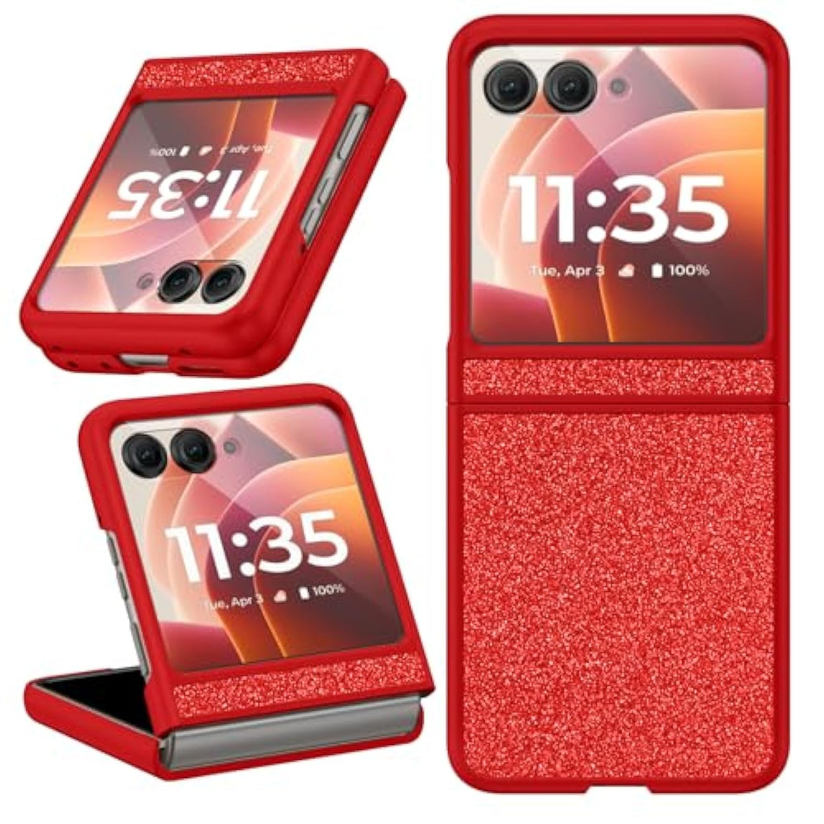 Glitter Motorola Razr 2024 Case, Luxury Protective Phone Case For Motorola Razr 50, Red