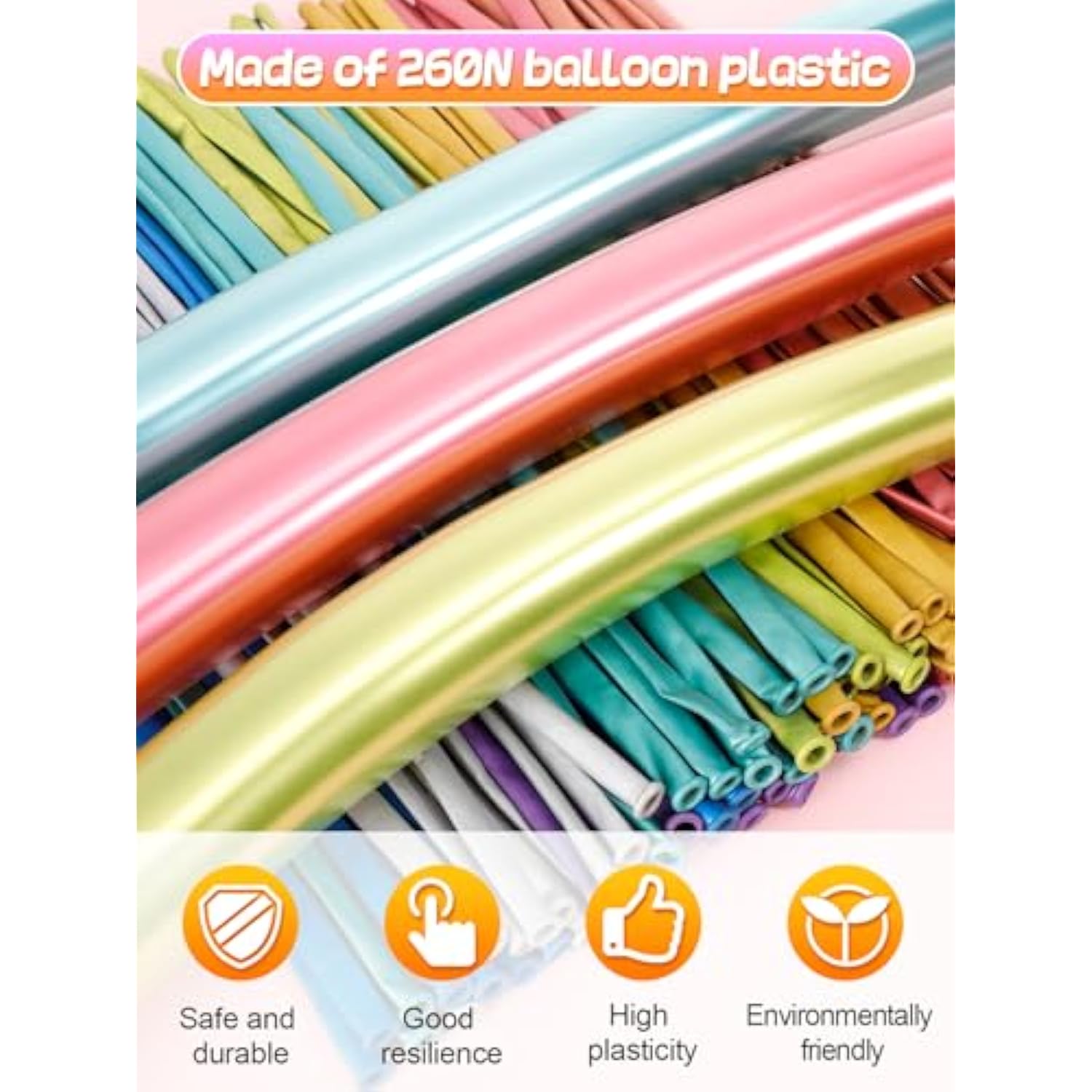 100 Pcs 260Q Balloons Kit With Pump - Kids Premium Latex Twisting Long Balloons To Make Animals Flowers, Metallic Assorted Balloons For Party Boys Girls Christmas Birthday Gifts Clowns Wedding Decor