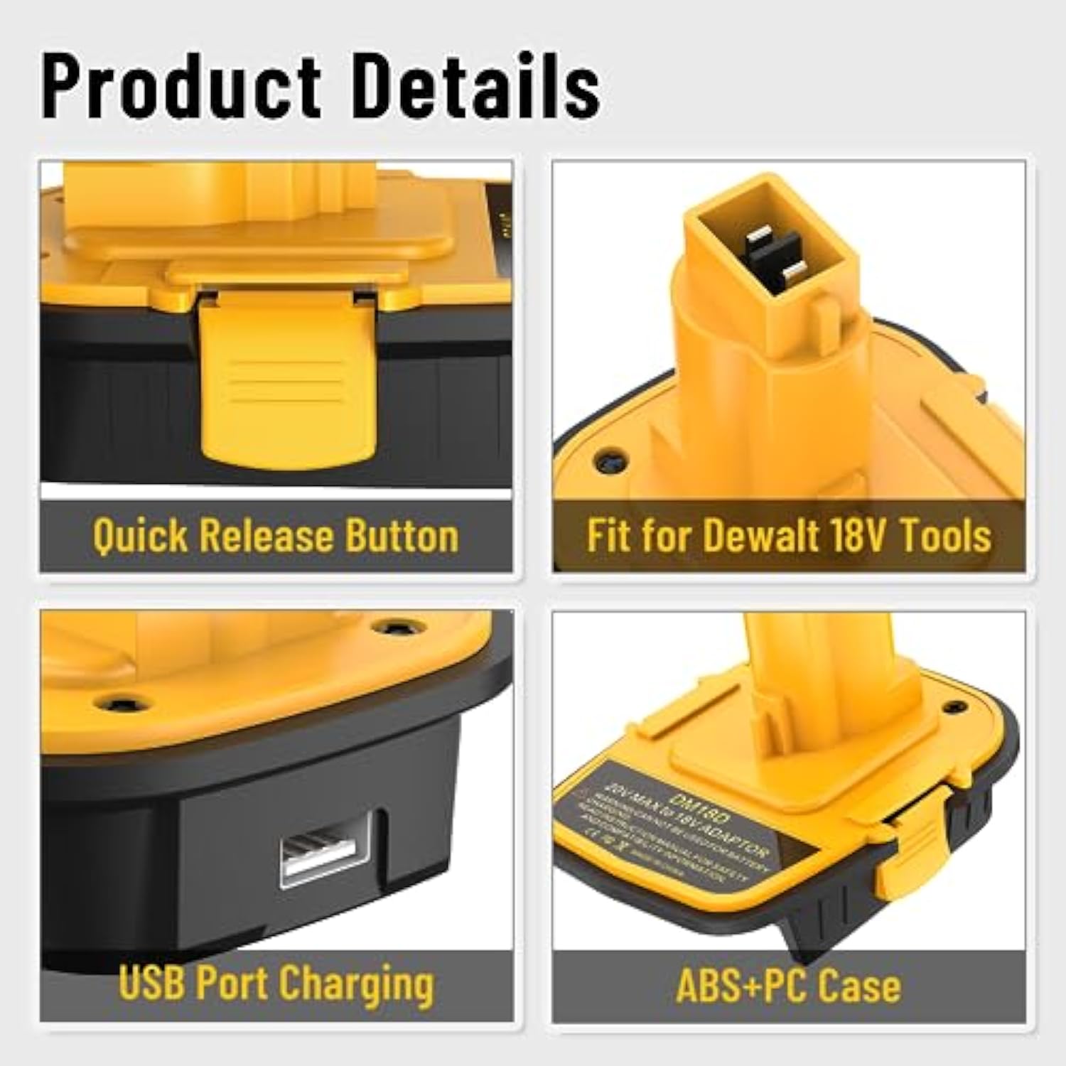1 Pack Dm18D Battery Adapter Converter With Usb Port For Dewalt 18V Tools, Converts Dewalt 20V Li-Ion Or Milwaukee M18 18V Li-Ion Battery To Dewalt 18V Battery Adapter