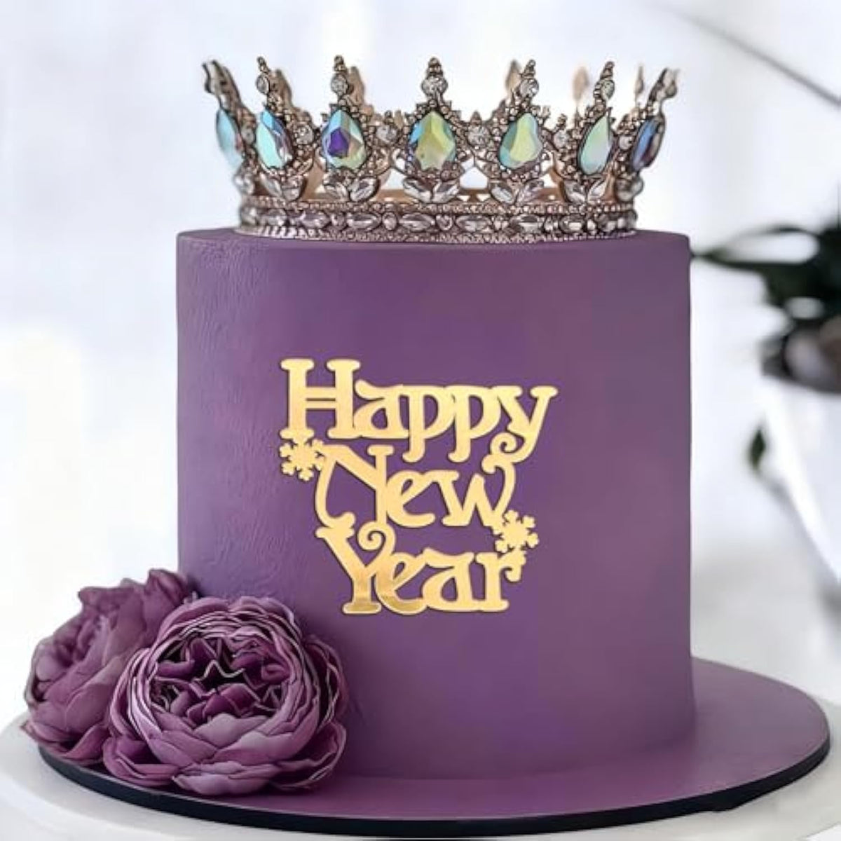 Golden Acrylic Happy New Year 2026 Cake Topper Party Decor