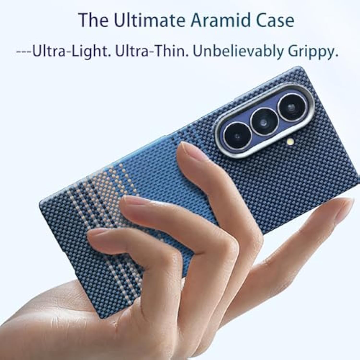 Case For Samsun Galaxy Z Fold 7 Slim & Light,Case-Less Touch Feeling,800D Aramid Fiber Made,[Carbon Fiber Textures] Durable Phone Case For Galaxy Z Fold 7 5G Back Cover Only,Blue