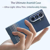 Case For Samsun Galaxy Z Fold 7 Slim & Light,Case-Less Touch Feeling,800D Aramid Fiber Made,[Carbon Fiber Textures] Durable Phone Case For Galaxy Z Fold 7 5G Back Cover Only,Blue