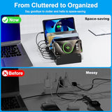 Charging Station for Multiple Devices, 6 Port USB Desktop Charger Dock Compatible with iPad, , Android, Tablet, Family Multi Phone Charging