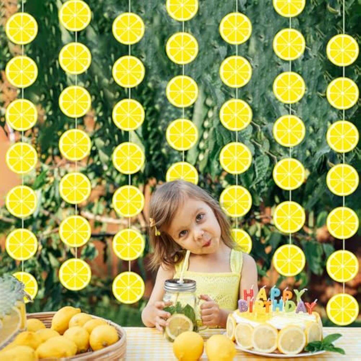 8 Packs Lemon Party Banner Decorations Lemon Paper Garland Summer Paper Hanging Cutouts Summer Fruit Theme Banners For Wedding Birthday Baby Shower Party Supplies Decoration